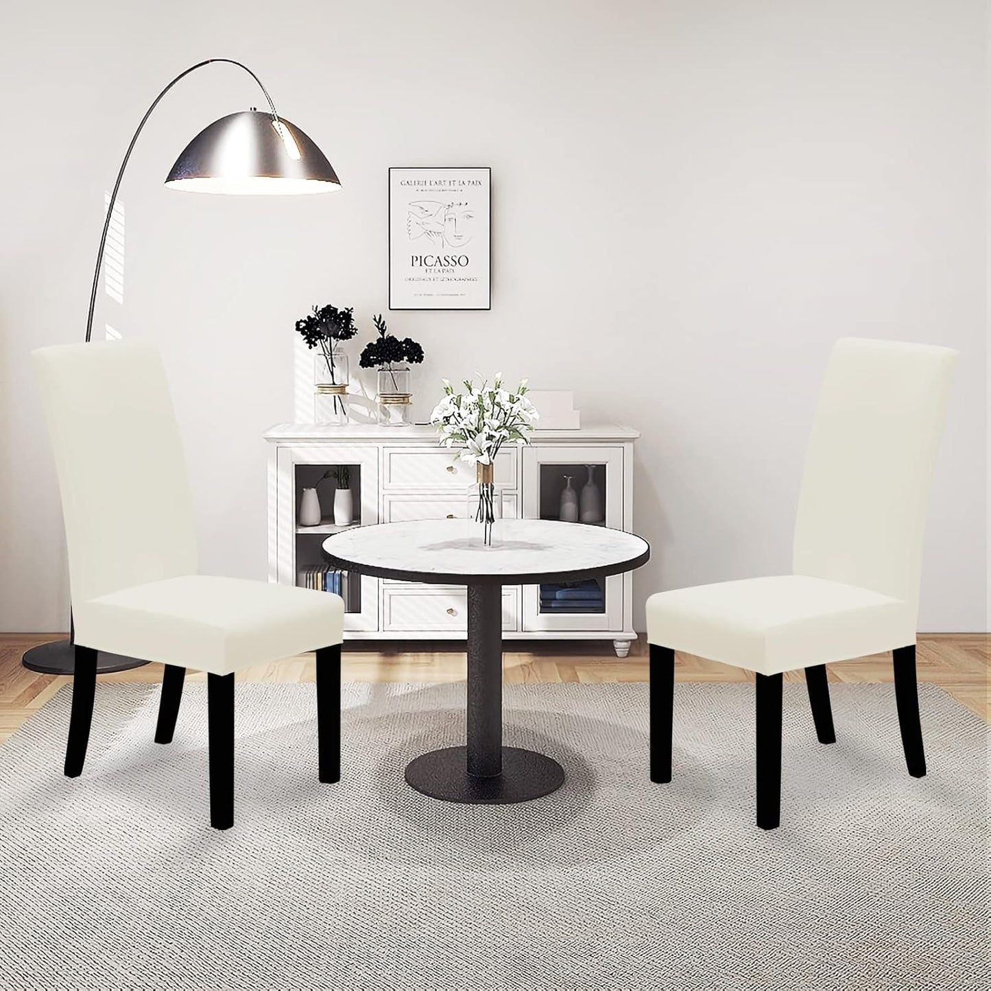 Dining Chair Covers Stretch Dining Room Chair Covers Set of 2, Parsons Chair Slipcovers for Dining Room, Ceremony, Banquet, Ivory