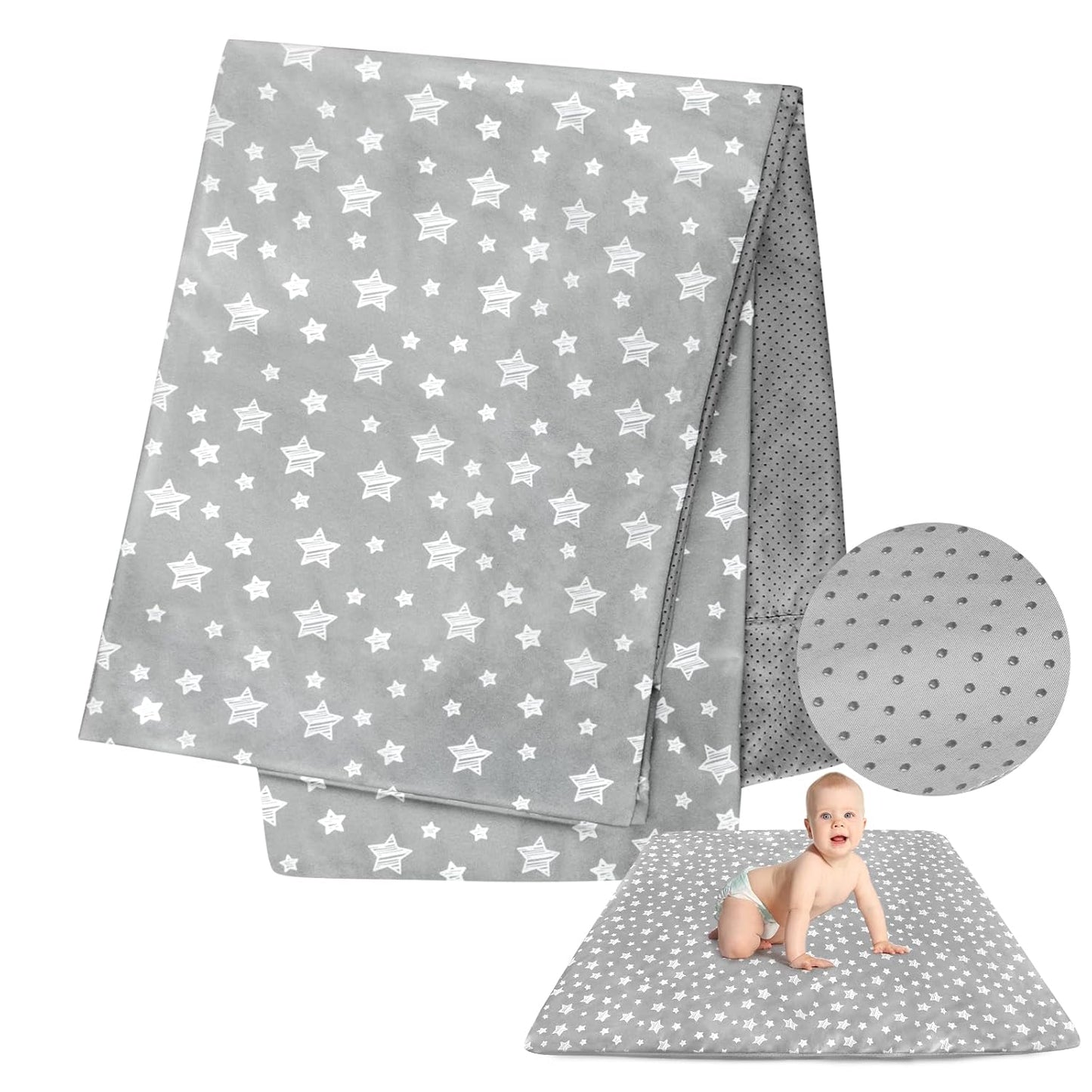 Baby Playpen Mat Cover (Only Cover) Fit for 50" X 50" Baby Playpen Mat, Non Slip Waterproof Playpen Mat Protector 50" X 50"