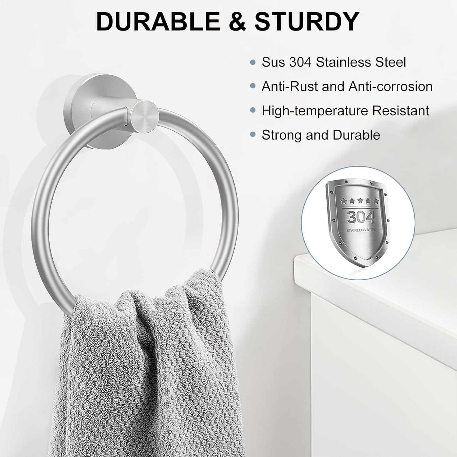 Towel Holder for Bathroom Wall & Toilet Paper Holder Wall Mount Silver Bathroom Toilet Paper Roll Holders 304 Stainless Steel Tissue Holder