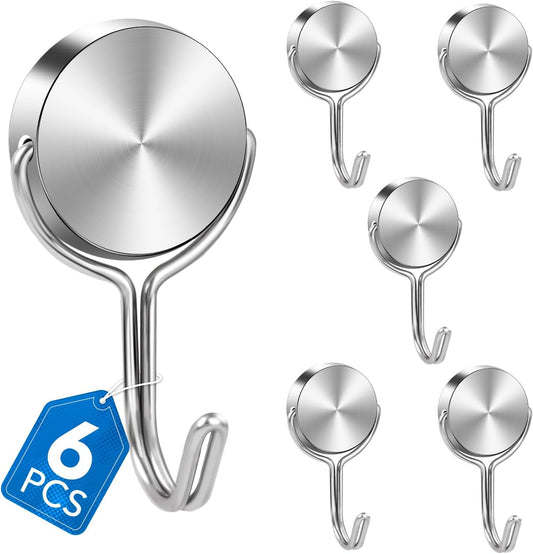 Magnetic Hooks for Cruise Cabins, 60Lbs Swivel Magnetic Hooks Heavy Duty, Cruise Ship Essentials, Locker Accessories, Magnet Hook for Classroom, Refrigerator, Hanging, Grill -6 Pack