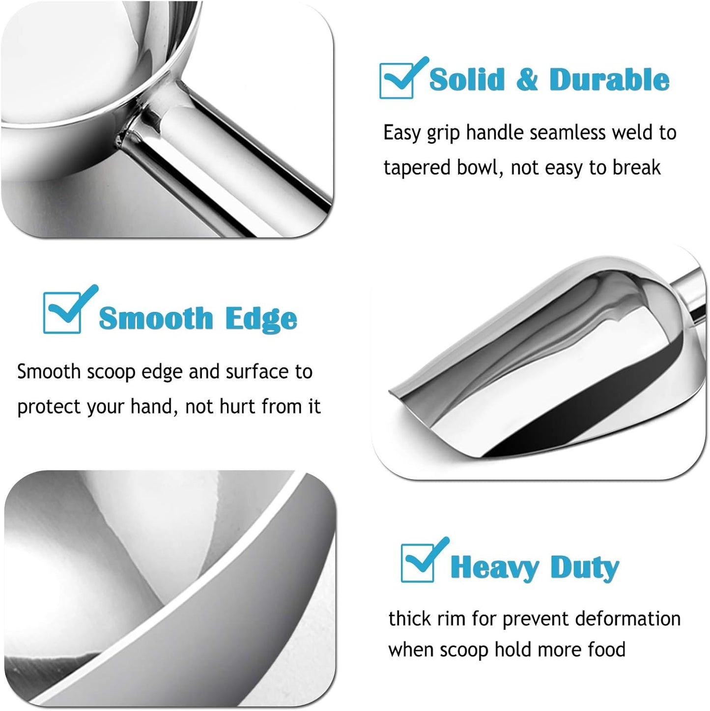 Mini Canister Scoop Set of 4, Stainless Steel Small Candy Ice Scoop for Home Bar Buffet Wedding, Mirror Finish & Elegant Shape, Easy Clean & Dishwasher Safe - Silver, 3 Ounce
