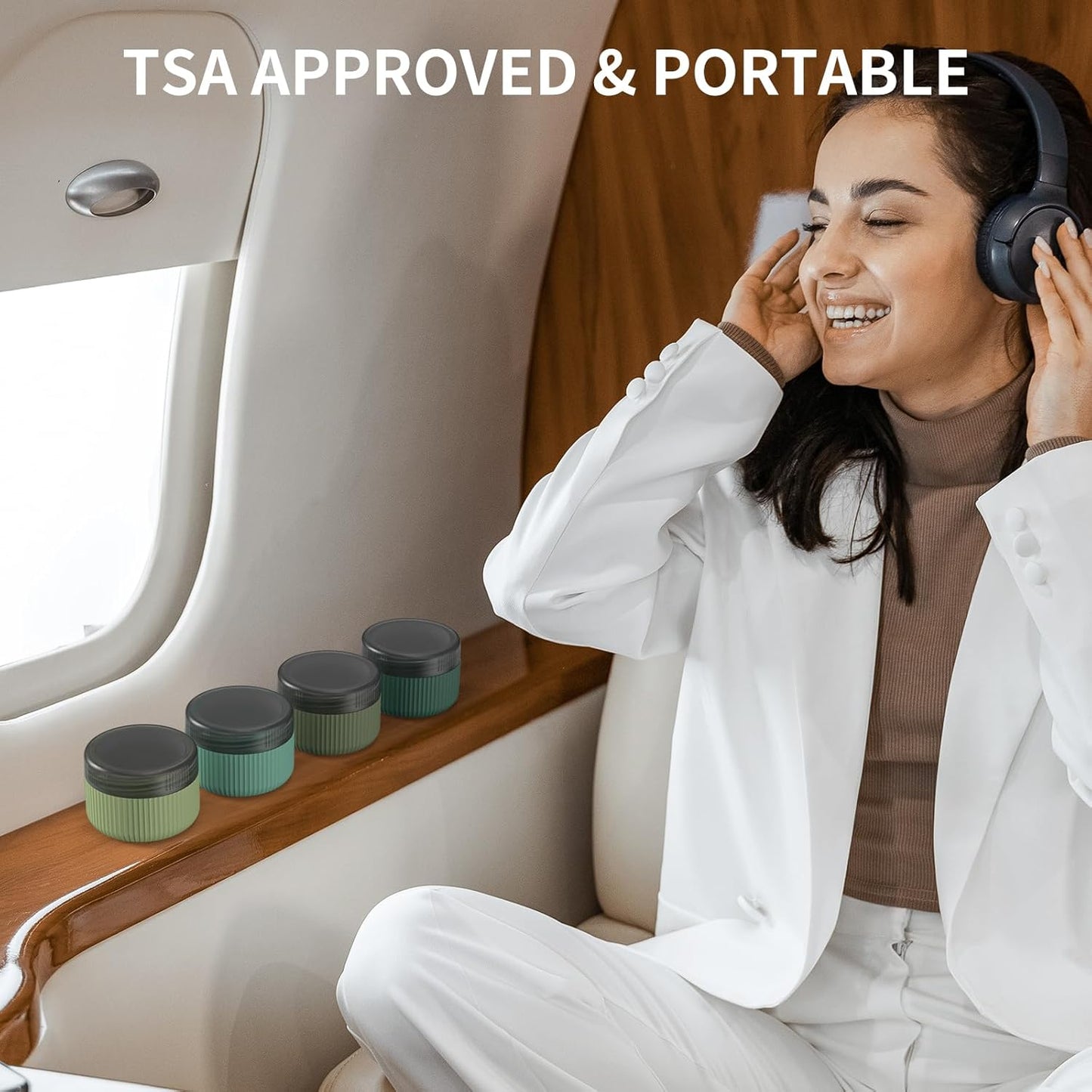 Travel Containers for Toiletries, TSA Approved 1.5 Oz Silicone Cream Jars, Leak-Proof Journey Containers, Trip Accessories with Lid for Cosmetic Face Hand Body Cream 4 Pack Black Lid Blue/Green