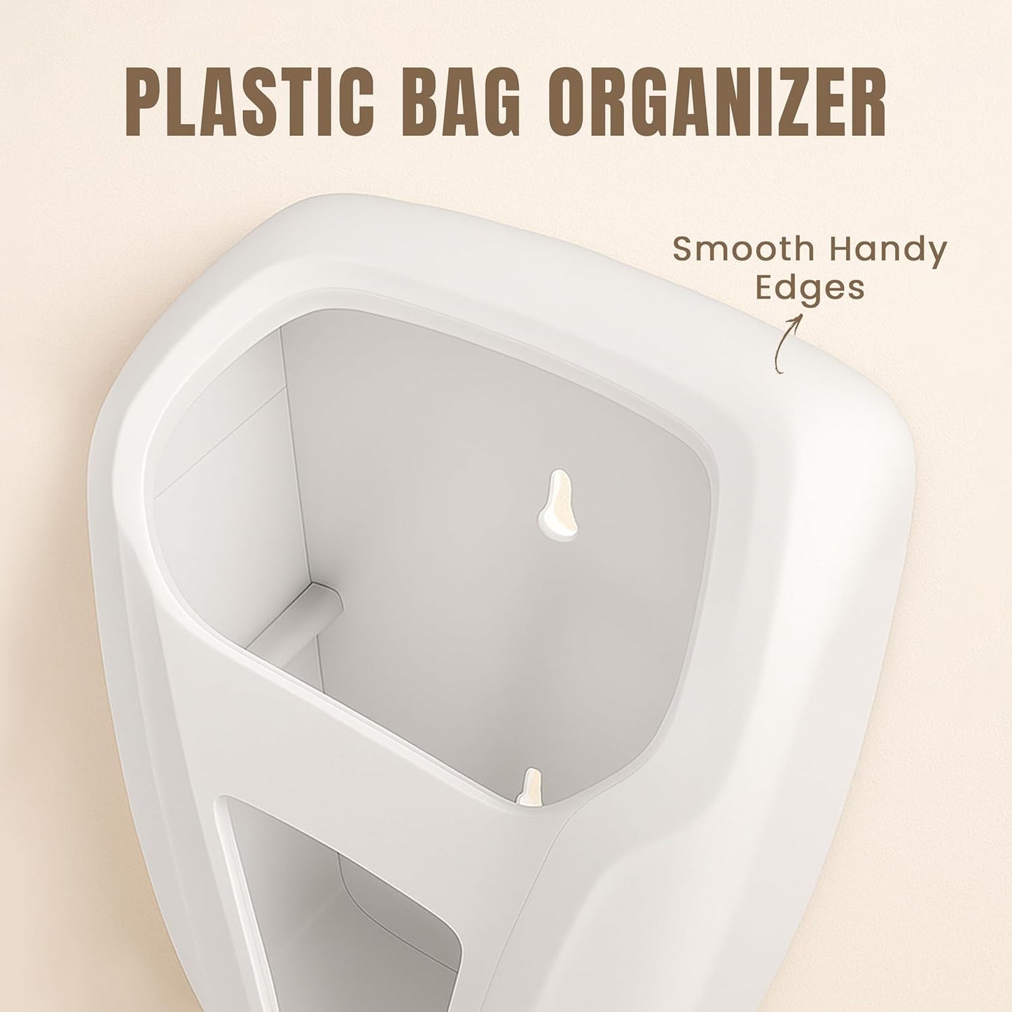 Plastic Bag Holder for Grocery Bags, Durable Plastic Bag Organizer Wall Mount, Storage Organizer & Saver for Grocery, Shopping & Trash Bags, White