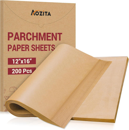 200Pcs 12X16 Inch Unbleached Parchment Paper Sheets for Baking, Pre-Cut, Non-Stick Parchment Paper for Baking, Cooking, Grilling, Air Fryer, Half Sheet Baking Sheets for Baking Cookies, Cooking, Oven