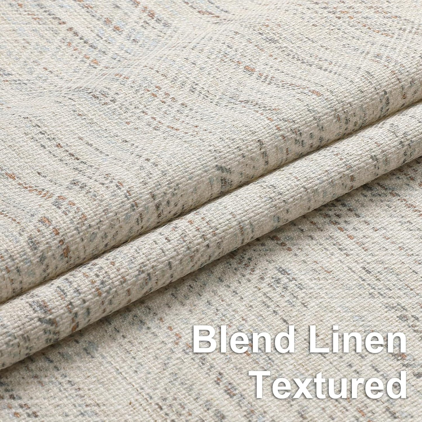Linen Blend Curtains 84 Inch Length 2 Panels Set, Light Filtering Soft Airy Rhombus Printed Rod Pocket Window Drapes for Living Room, 38Wx84L Inch, 2 PCS