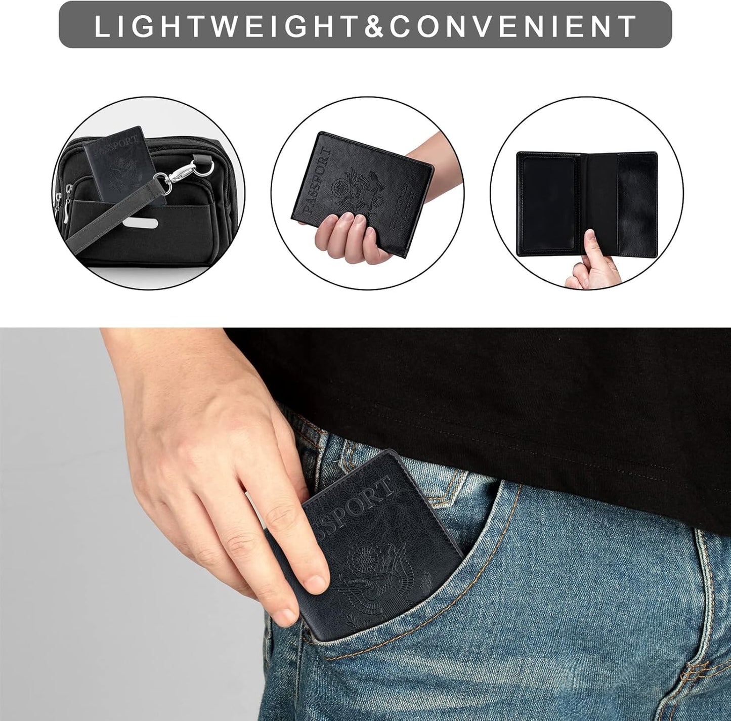 Set of 2 Ultra-Slim PU Leather Passport Holders for Men and Women
