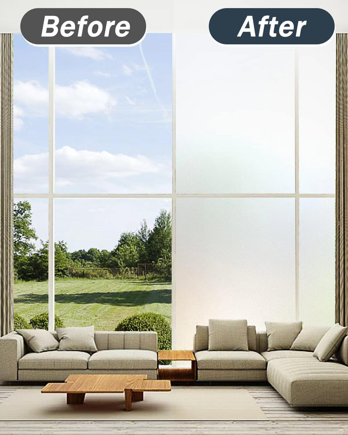 Frosted Glass Window Privacy Film with Installation Tools, Removable, Peep-Proof, Static Cling, Heat Control, UV Protection, Ideal for Home Office Bathroom Door (17.5 X 78.7 Inch)