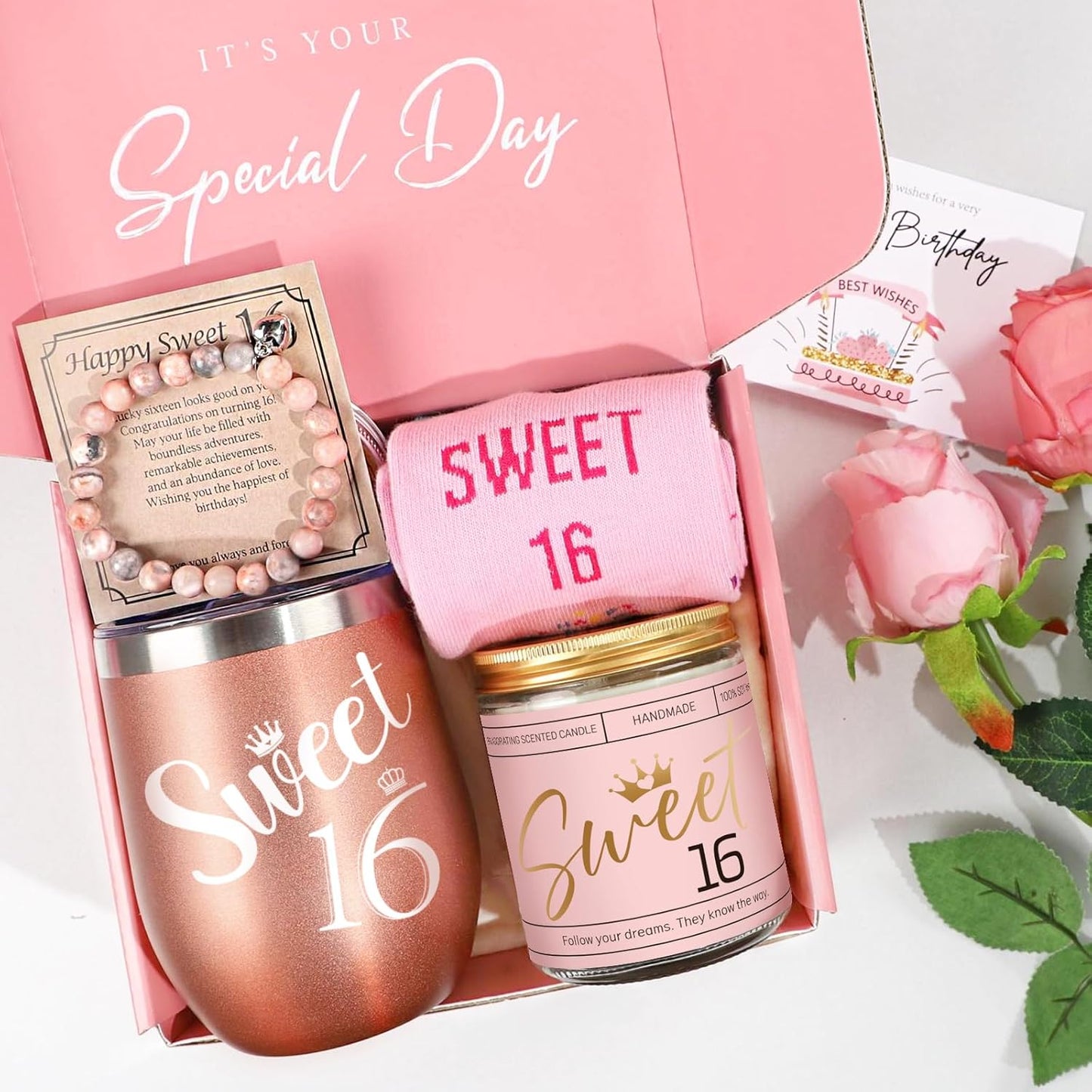 16Th Birthday Gifts for Girls, Sweet 16 Birthday Gift Ideas, 4PCS Unique 16Th Birthday Gifts for Her, Daughter, Niece, Granddaughter, 16Th Birthday Decorations, Happy 16 16Th Sixteen Birthday Gifts