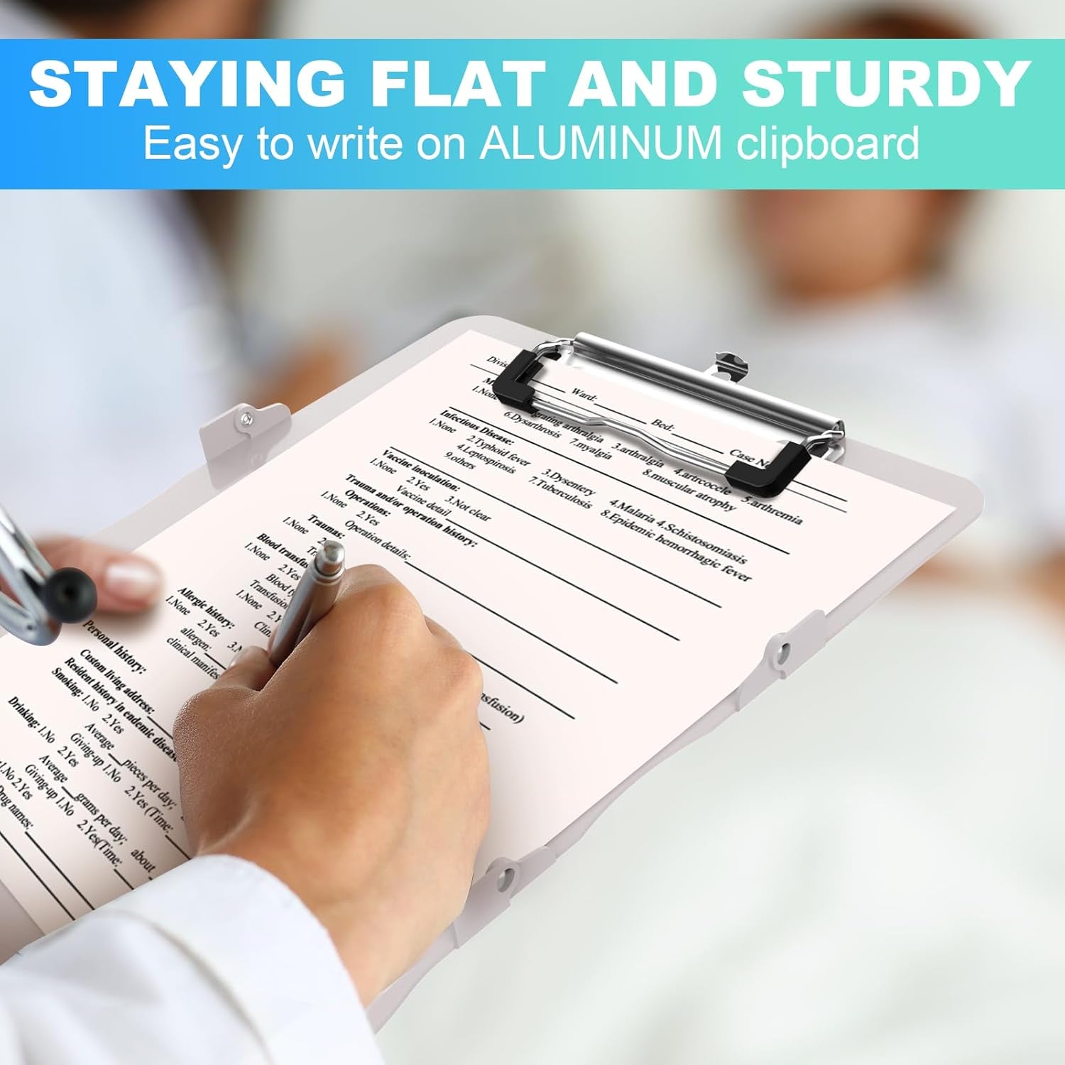 Clipboards Nursing Clipboard Trifold Foldable, 3 Layers Aluminum Nurse Clipboards with Nursing Edition Cheat Sheets Folding Pocket Size for Students, Nurses and Doctors (Light G)