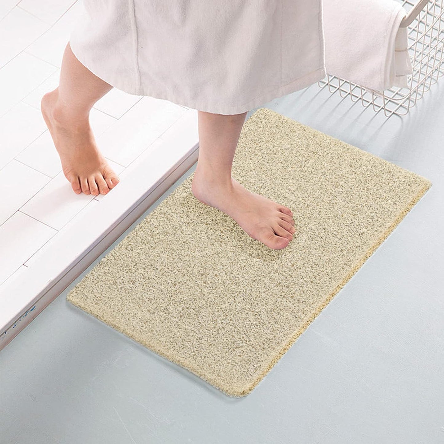 Bathtub Mat Non Slip, Bath Mat for Tub, Shower Mats for inside Shower, 17X24 Inch, PVC Loofah Bathroom Mats for Wet Areas, Quick Drying, Beige