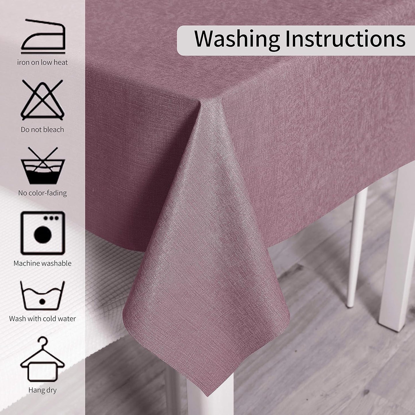 Vinyl Tablecloth for Picnic Camping Outdoor, 100% Waterproof Oil-Proof Spill-Proof PVC Table Cloth, Wipeable Thick Square Tablecloth Cover (54 X 54 Inch, Sea Pink)