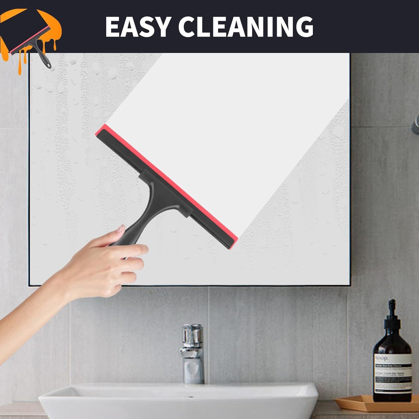 Extra-Long Dusters with Extension Pole 100-Inch for Cleaning & Shower Squeegee for Glass Doors Stainless Steel Squeegee for Shower Glass Door