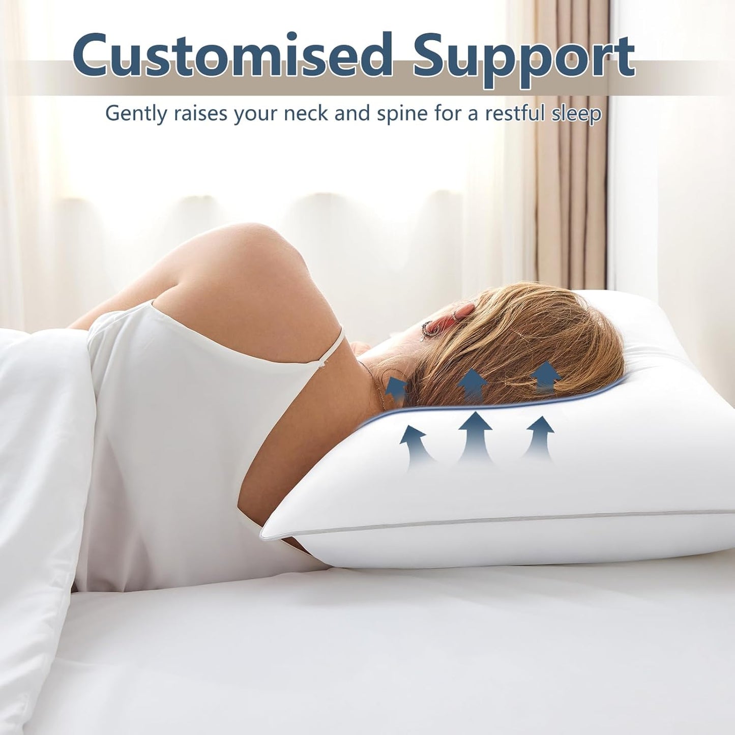 Pillows Queen Size Set of 2, Hotel Quality Bed Pillows for Sleeping 2 Pack, Cooling Pillows for Side Back and Stomach Sleepers, down Alternative Luxury Soft Supportive Fluffy Pillows (18X28)