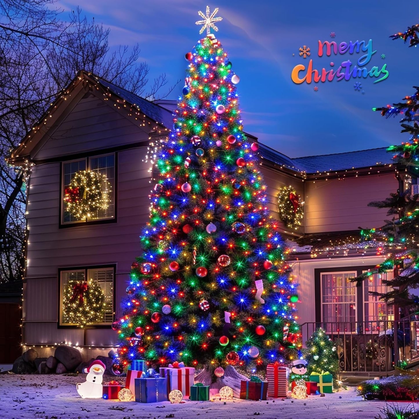 600 LED Solar Christmas Lights Outdoor Waterproof, 206.7 Ft Solar String Lights Outdoor, 8 Modes Tree Light for outside Yard Patio Christmas Decorations