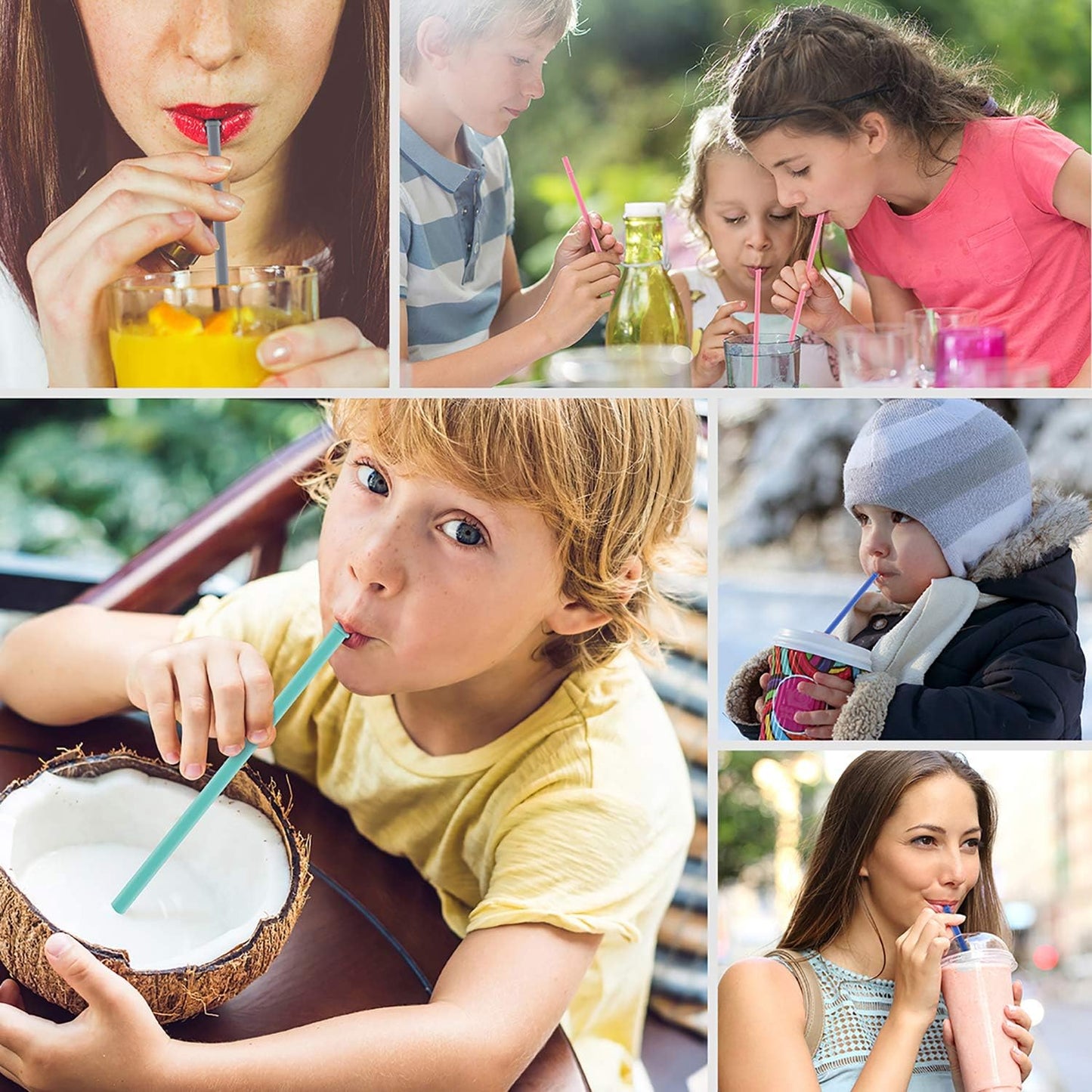 Reusable Openable Silicone Straws - BPA Free, Easy to Clean Without Brush, Portable, Hot and Cold Compatible (Set of 4 Colors)
