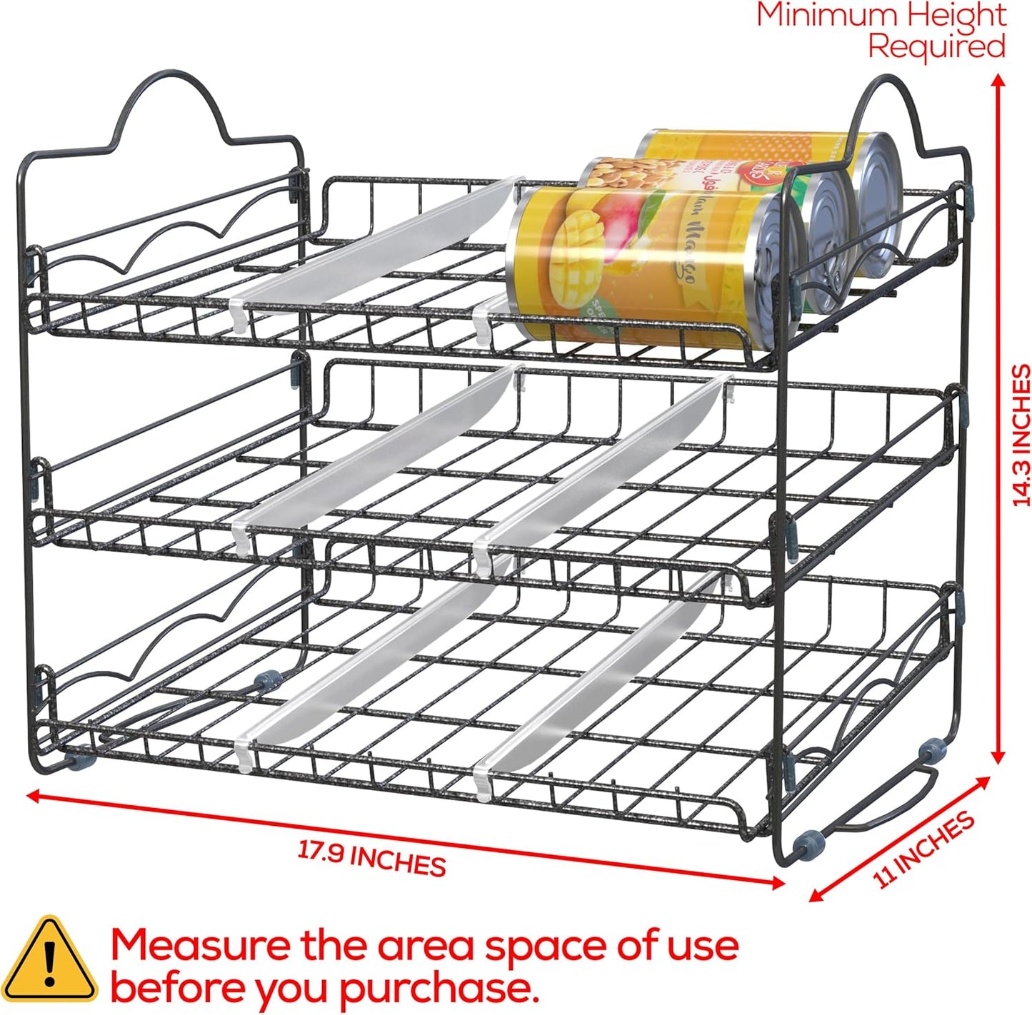Can Organizer - Stackable Storage Rack Holds up to 36 Cans for Kitchen Cabinet or Pantry (Antique Silver)