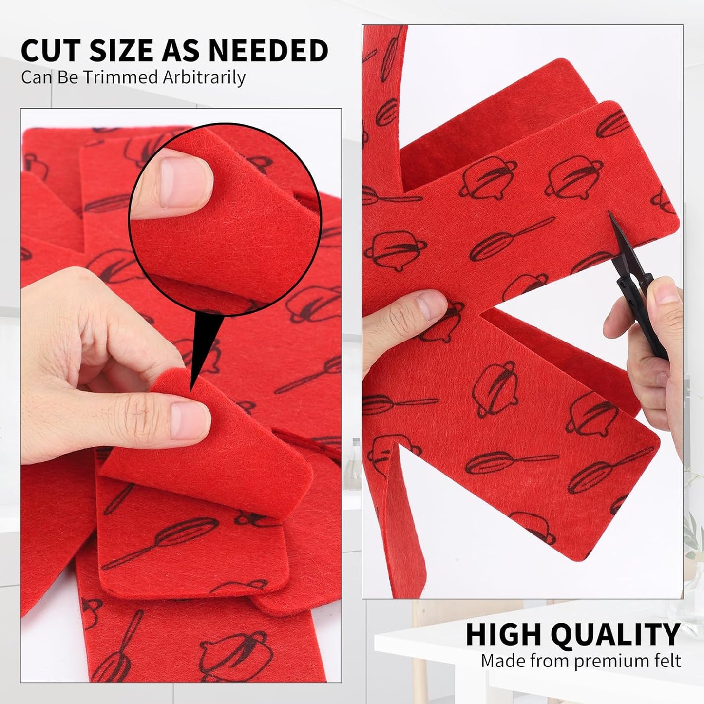 Pot and Pan Protectors, 6 Set (7.9" 11.8" 15"), Felt Cookware, Kitchenware Separators Protector for Stacking to Avoid Scratching Red