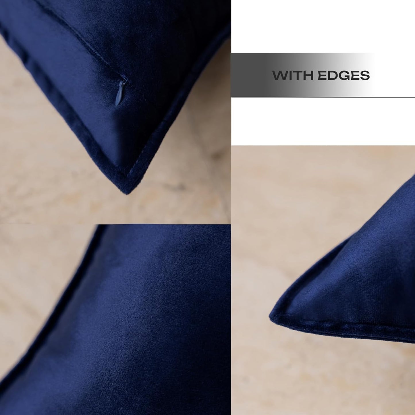 Velvet Navy Blue Throw Pillow Covers 18X18 Inches Pack of 2 Soft Decorative Square Cushion Covers for Couch Sofa Bed Livingroom Car,45X45Cm