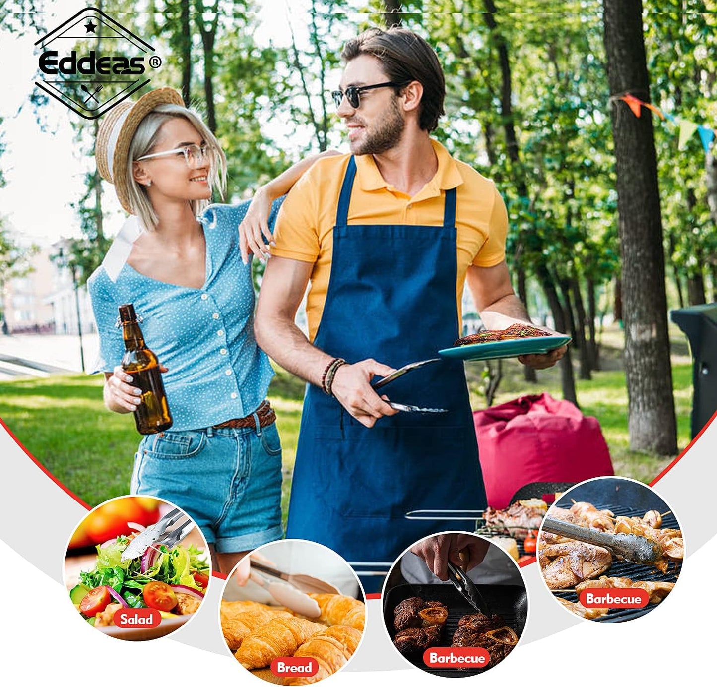 Grill Tongs, 17 Inch Extra Long BBQ Tongs, Heat Resistant 600 Degrees Stainless Steel Tongs, Kitchen Metal Locking Tongs for Cooking, Grilling, Outdoor Barbecue
