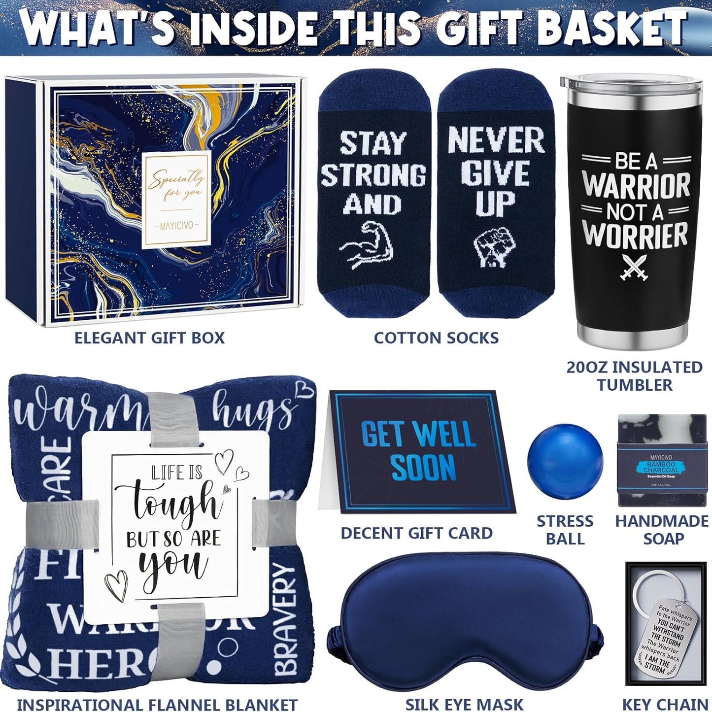 Get Well Soon Gifts for Men, after Surgery Cancer Gifts for Men Chemo Care Package Get Well Gift Basket for Sick Friends, Thinking of You Feel Better Birthday Gifts Box for Men Dad Brother W/Tumbler