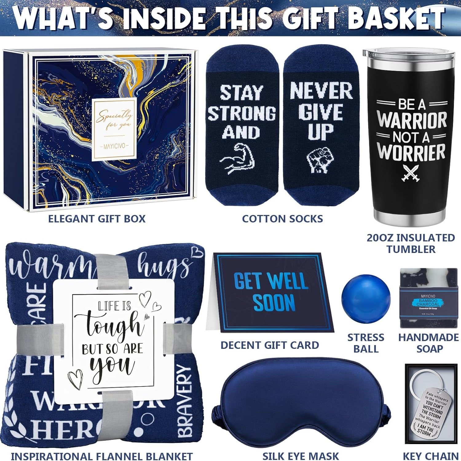 Get Well Soon Gifts for Men, after Surgery Cancer Gifts for Men Chemo Care Package Get Well Gift Basket for Sick Friends, Thinking of You Feel Better Birthday Gifts Box for Men Dad Brother W/Tumbler
