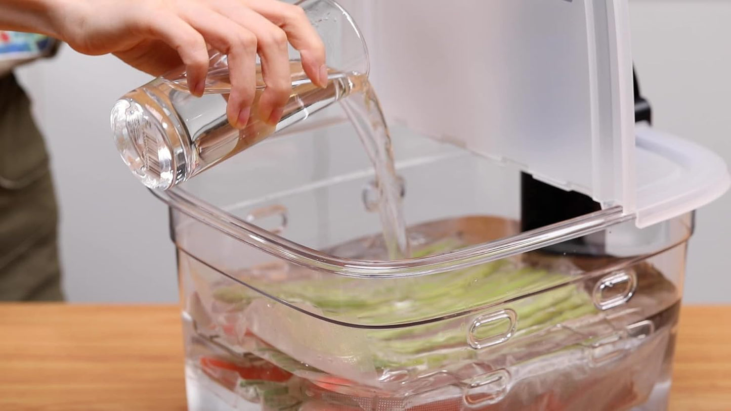 Versatile 12-Quart Sous Vide Container with Built-In Rack and Collapsible Hinged Lid and Insulated Container Sleeve Compatible with All Sous Vide Cookers, KIT-1202-TYPP