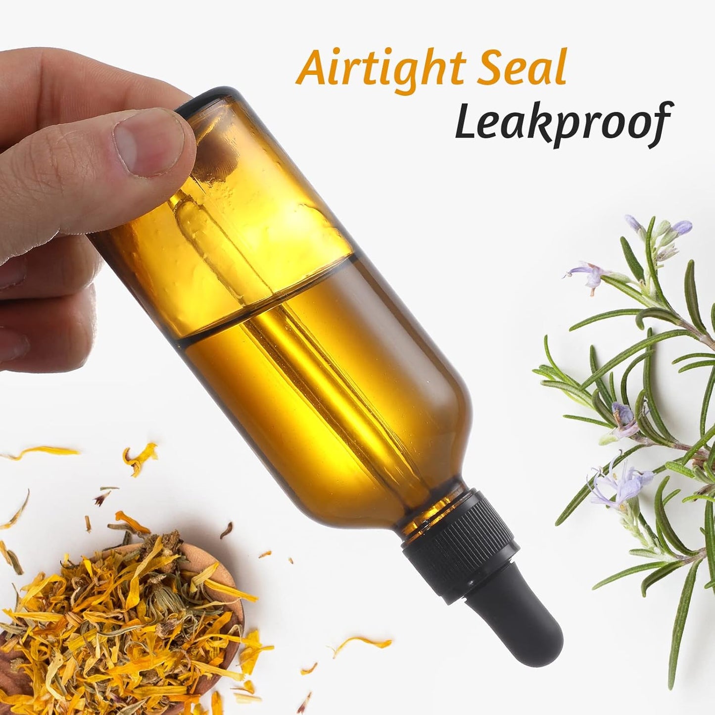 4 Pack, 100Ml Dropper Bottles with 1 Funnel & 4 Labels - Essential Oils Bottles for Health, Personal Care & Beauty - 3.4Oz Thick Dark Amber Glass Tincture Bottle with Eye Droppers, Leakproof