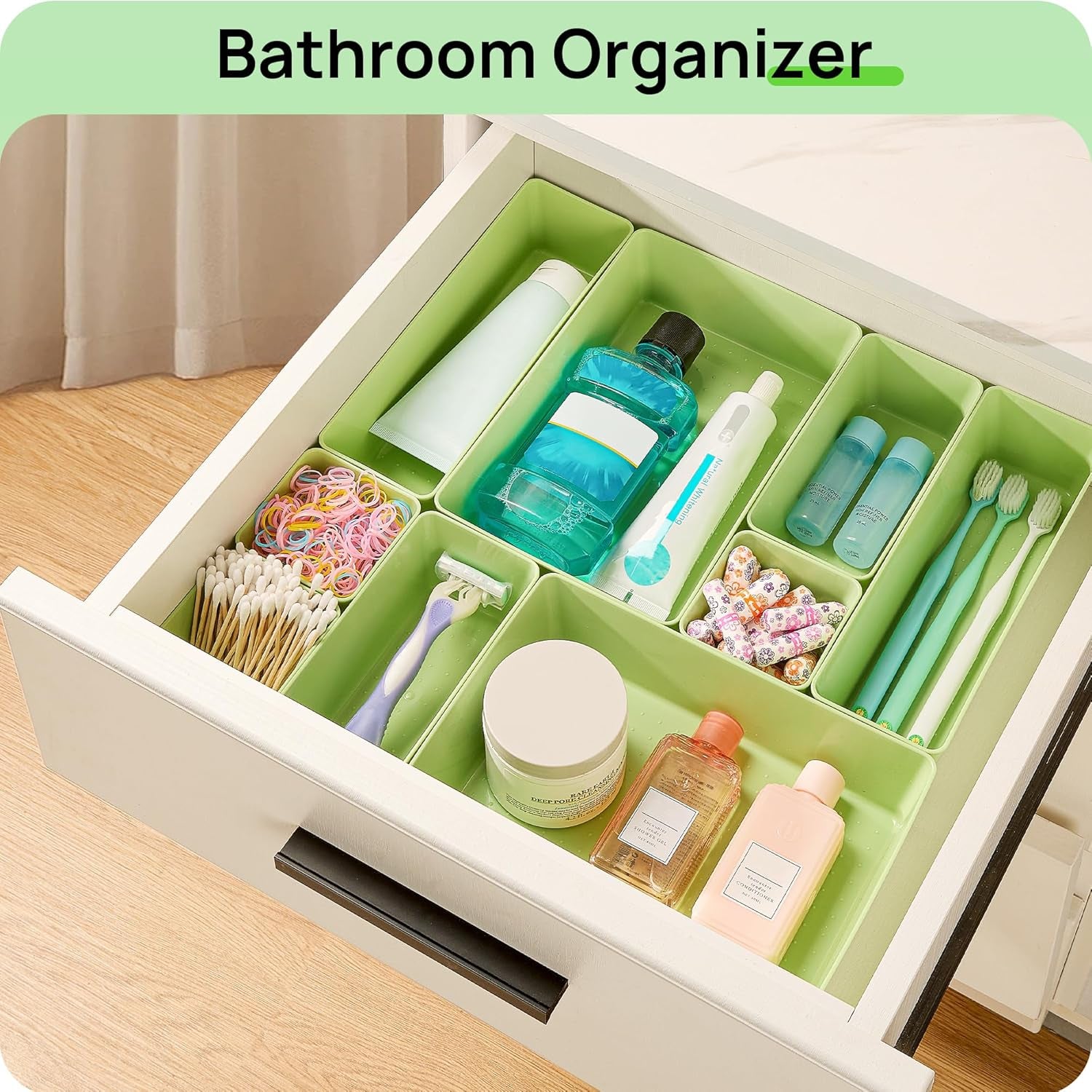 25 PCS Plastic Drawer Organizers Set, 4-Size Versatile Bathroom and Vanity Drawer Organizer Trays, Storage Bins for Makeup, Bedroom, Kitchen Gadgets Utensils and Office