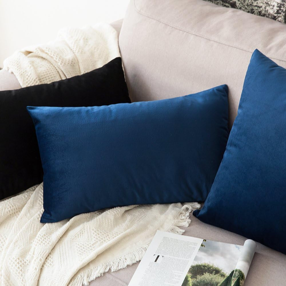 Velvet Soft Solid Decorative Square Throw Pillow Covers with Pillow Inserts 18X18 Set of 2