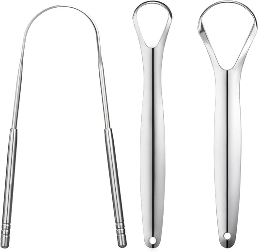 3 PCS Metal Tongue Scraper, Tongue Scrapers for Adults, Stainless Steel Tounge Scrappers, Tounge Scraper, Portable Tongue Scrappers