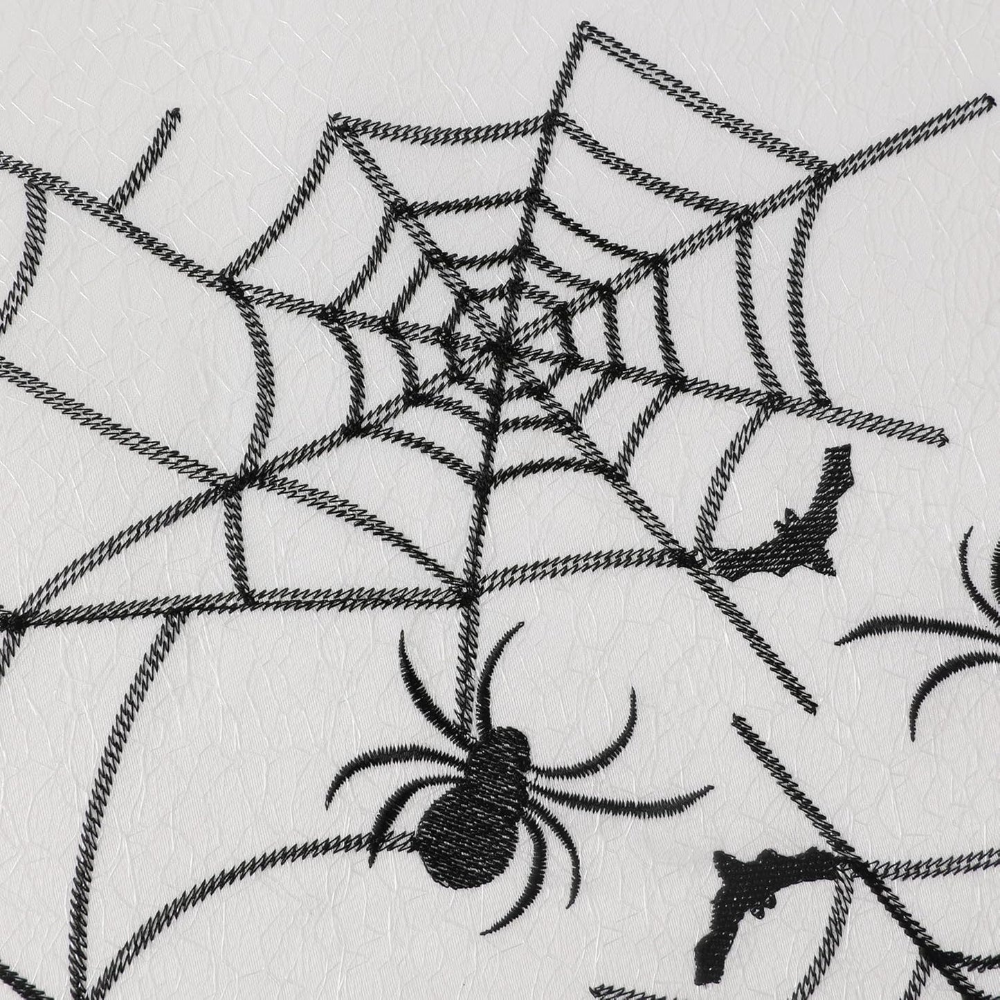 Fall Halloween Table Runner 36 Inches Long, Embroidered Black Spiders, Bats and Skull Table Runner Dresser Scarf for Home Dining Autumn Thanksgiving Tabletop Decoration, 13"X36"