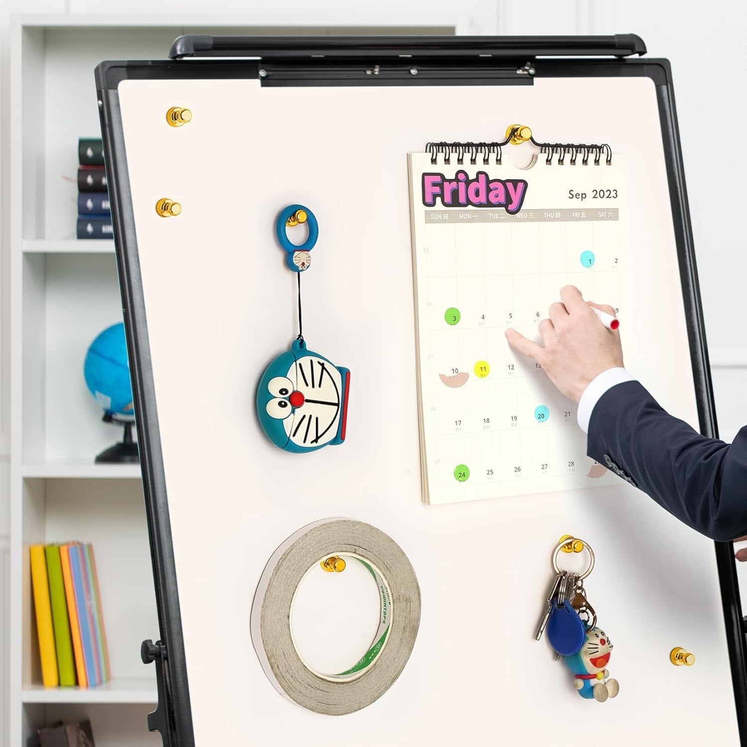 8 Pack Magnetic Push Pins, Gold Fridge Magnets for Whiteboard, Whiteboard Magnets Refrigerator Magnets, Small and Strong Push Pin Magnet for Office, School, Locker, and Map Magnet