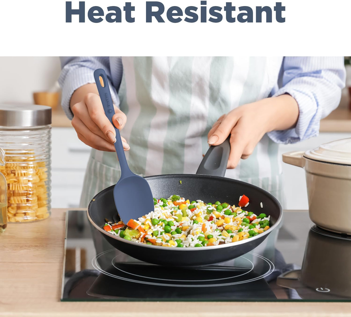 5 Pieces Silicone Spatula Set, Food Grade Rubber Spatula, Upgrade Strong Handle with Ergonomic Grip, Heat Resistant up to 600°F for Nonstick Cookware, Cooking