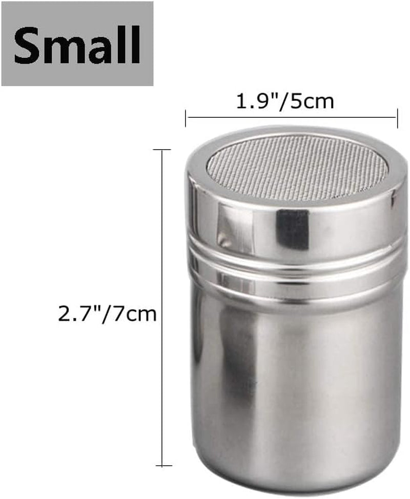 Powder Shaker with Lid,Stainless Steel Fine Mesh Shaker, for Sifter Cocoa,Cinnamon Powder,Icing Sugar,Chocolate Coffee (Small-12Pcs)