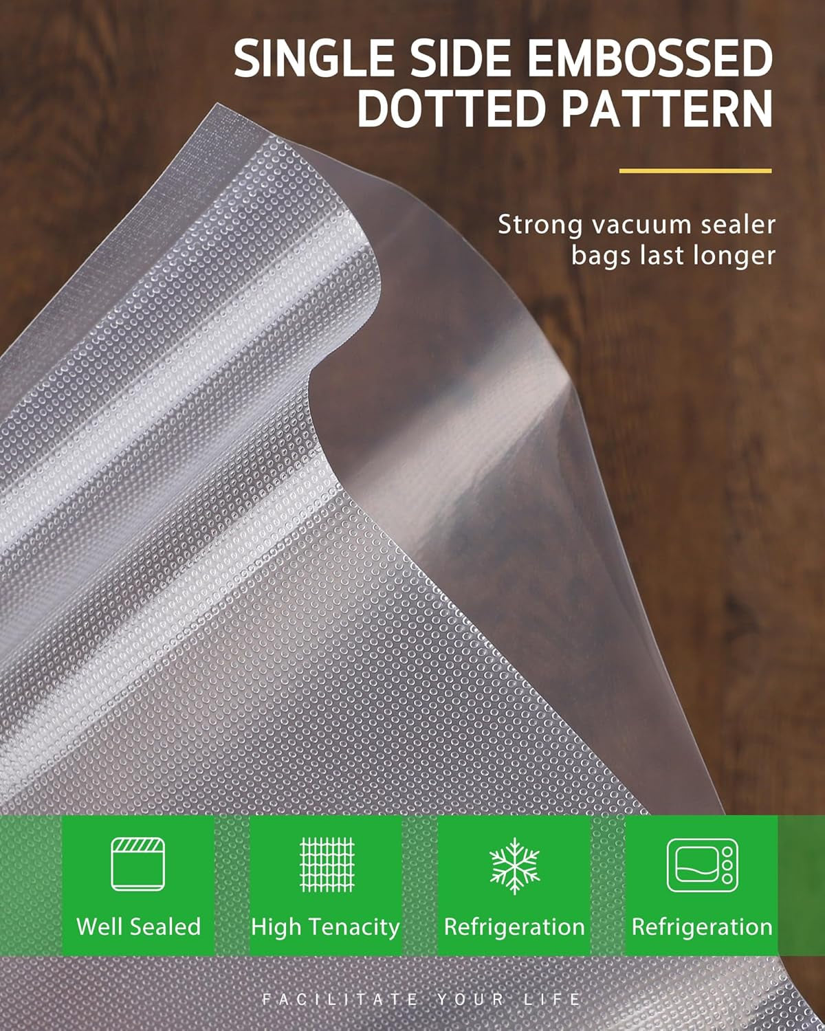 Vacuum Sealer Bags for Food, 2 Pack 8" X 20' Commercial Grade Bag Rolls, Food Vac Bags for Storage, Meal Prep or Sous Vide