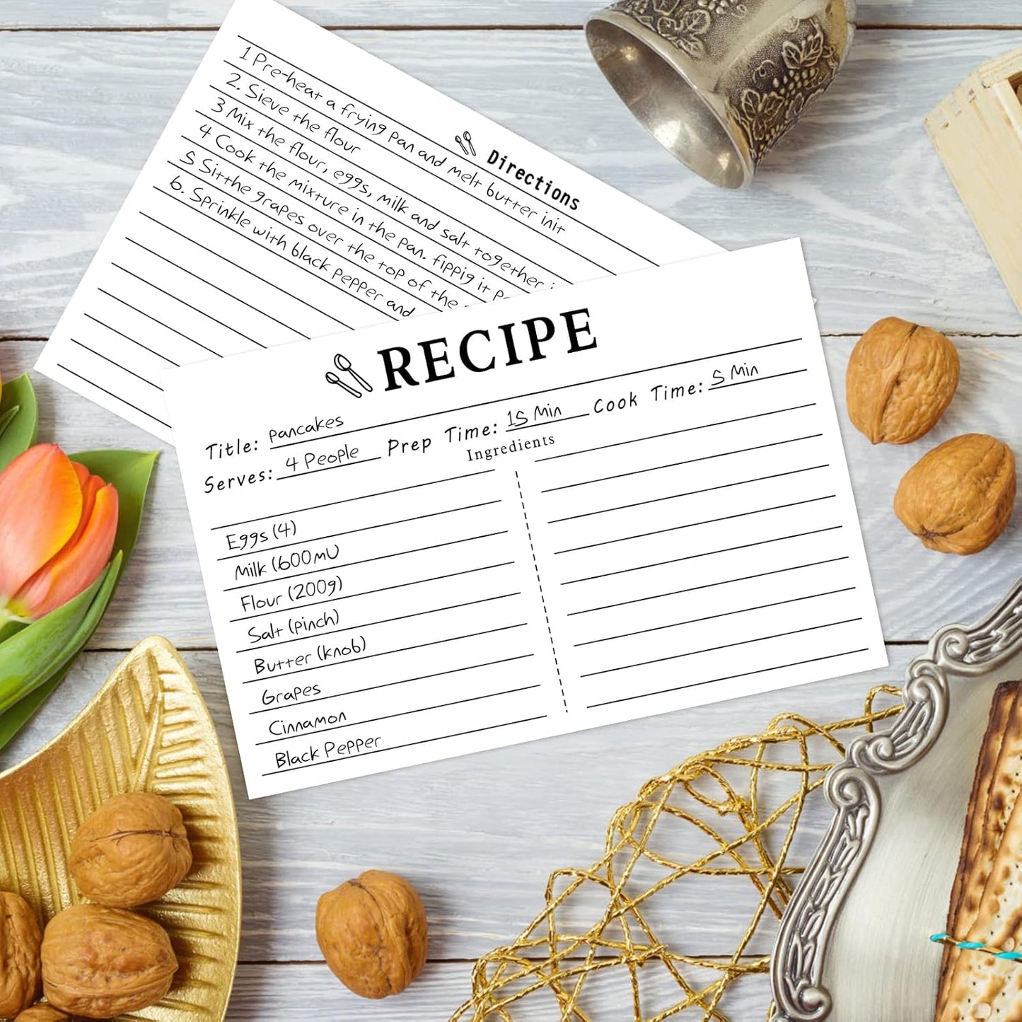 70 Count Recipe Cards 4X6 White, Double Sided, Blank for Bridal Shower and Wedding
