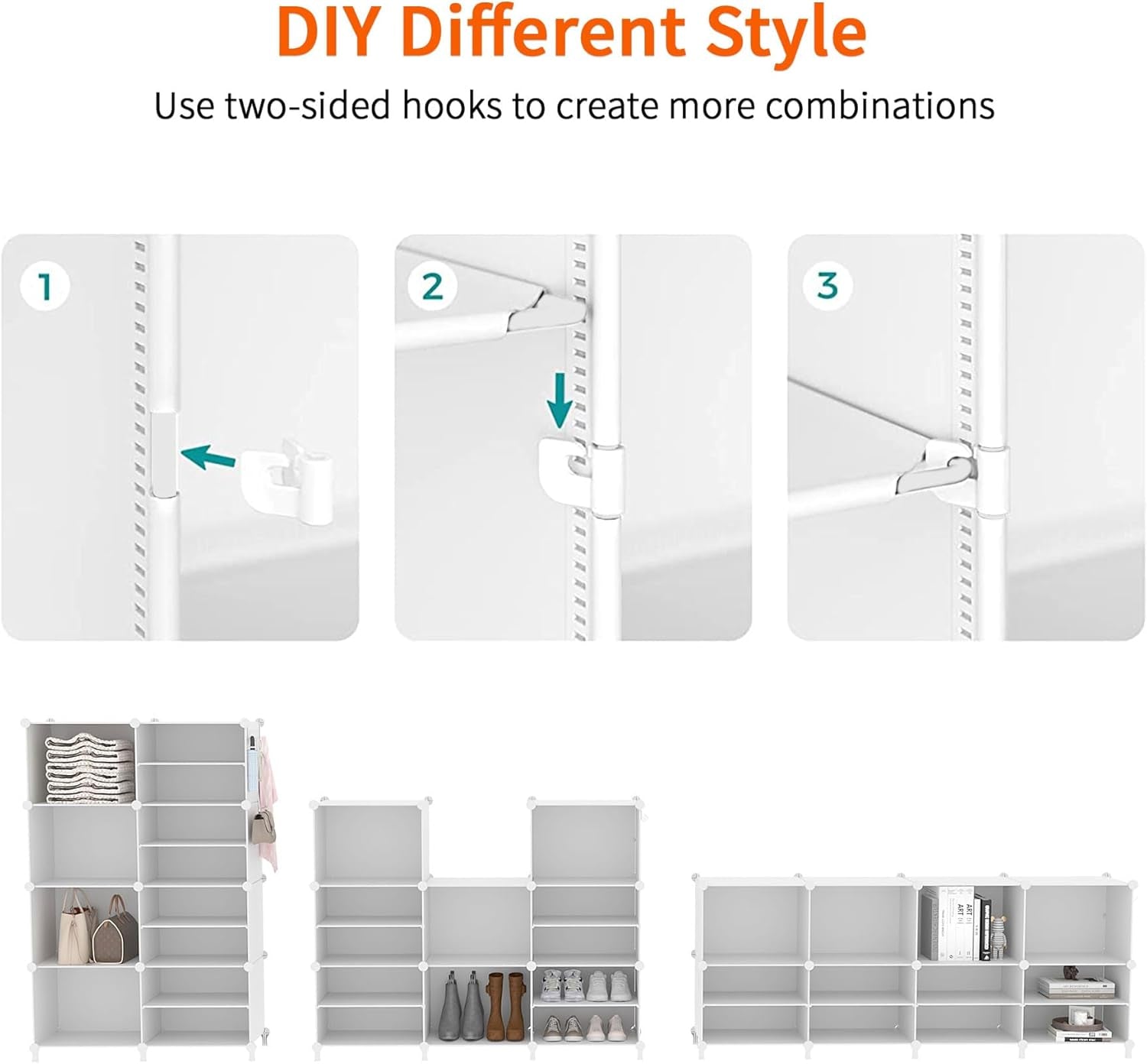 6 Cube Closet Organizer Storage Shelves Portable Clothes Organizers and Storage Stackable Cubby Shelving for Closet Bedroom Living Room Office White