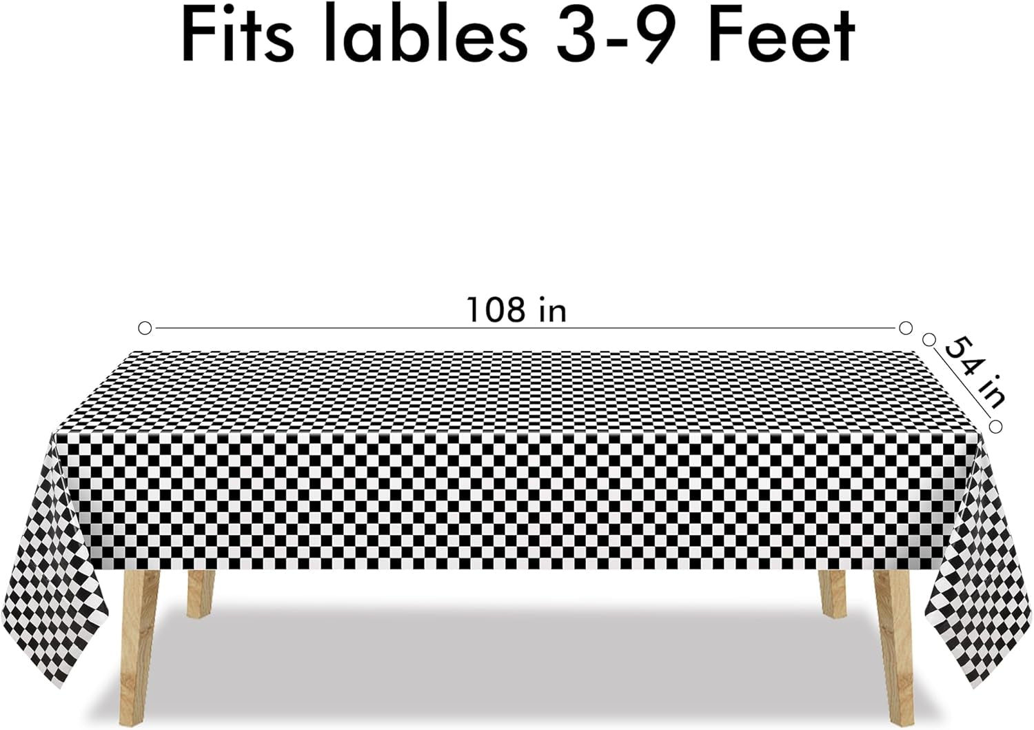 Black White Checkered Party Table Covers Tablecloth for Racing Theme Birthdays Party/Ceremony Decorations Rectangle Tablecover 54'' X 108'' - 2 Packs