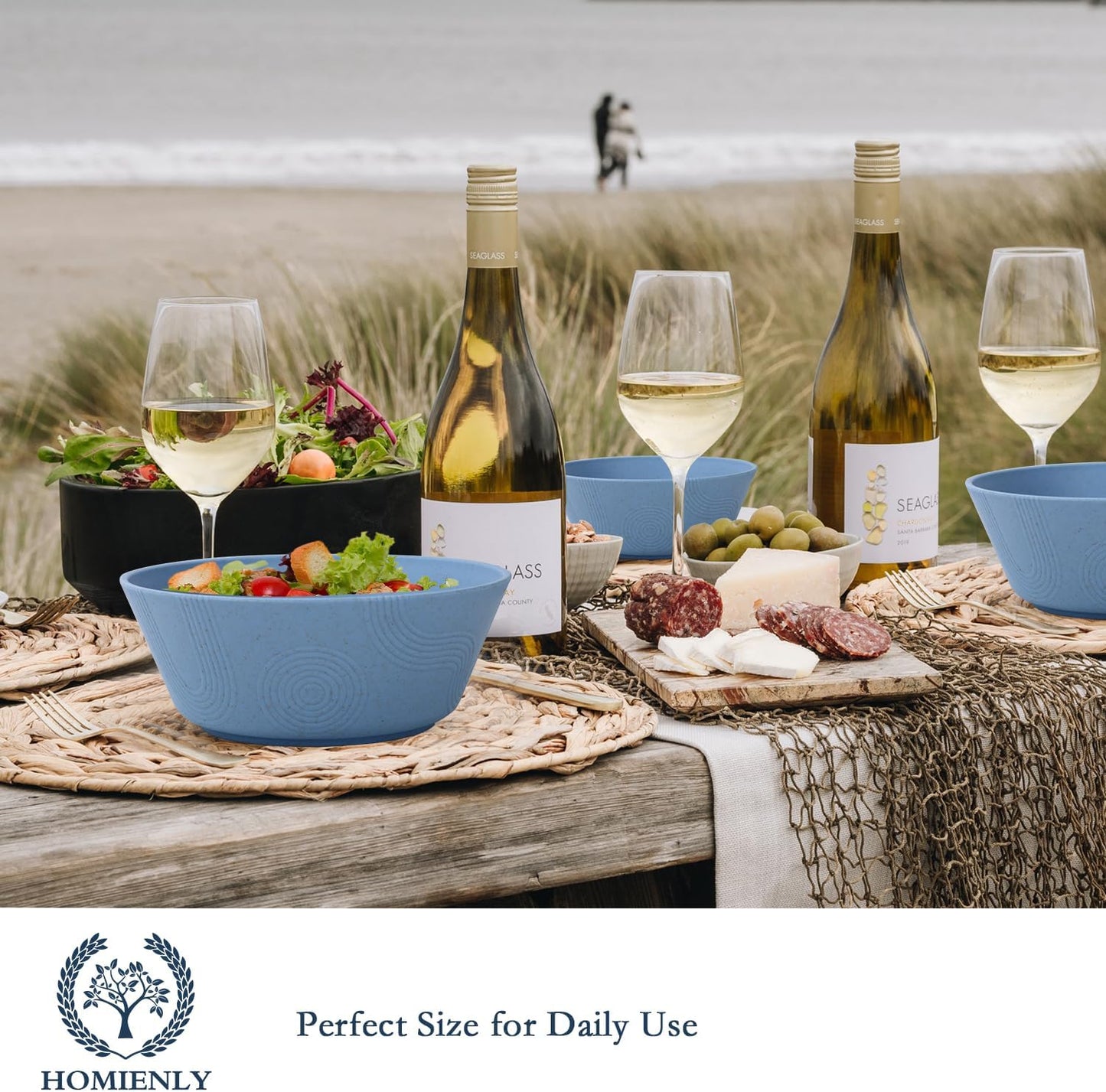 Alternatives 36Oz Cereal and Soup Bowls Set of 6 - Microwave and Dishwasher Safe, Sky Blue