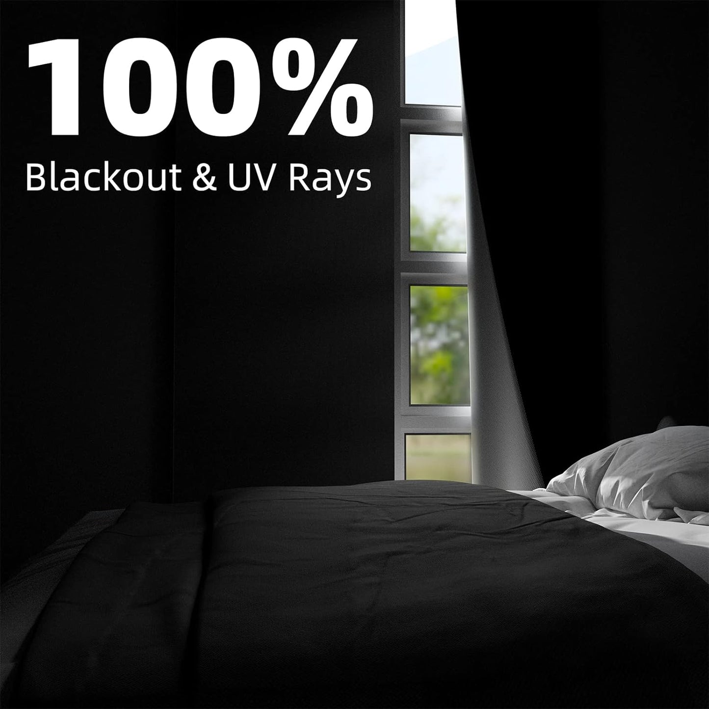 Portable Blackout Curtains 40"×57" Strong Hook and Loop Tape Strips with Adhesive,Blackout Shades That Can Be Cut,100% Blackout Material Window Blinds for Baby Nursery or Travel Use-Black