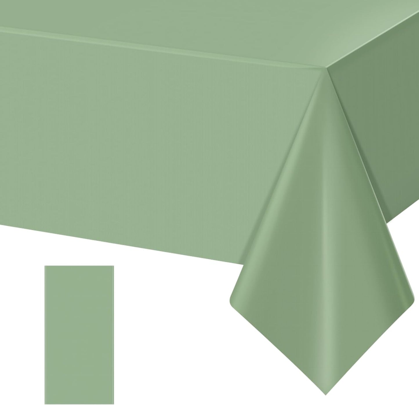 1 Pack Sage Green Plastic Tablecloths for Rectangle Tables, Light Green Disposable Tablecloth, Waterproof Sage Green Table Cover for Birthday Bridal Wedding Baby Shower Party Decorations, 54 X 108Inch