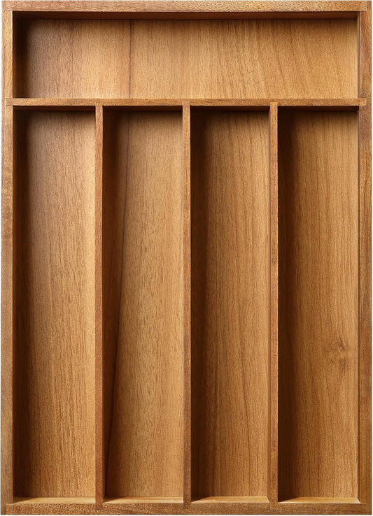 Silverware Organizer 10 in Utensil Organizer Silverware Tray for Drawer Cutlery Flatware Organizer for Kitchen Acacia Wood