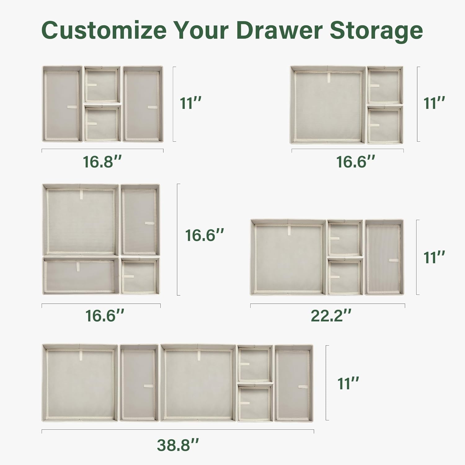 16 Pack Drawer Organizer Clothes, Dresser Drawer Organizers for Clothing Fabric Foldable Closet Organizers and Storage Bins for Baby Clothes, Nursery, Underwear, Bras, Socks