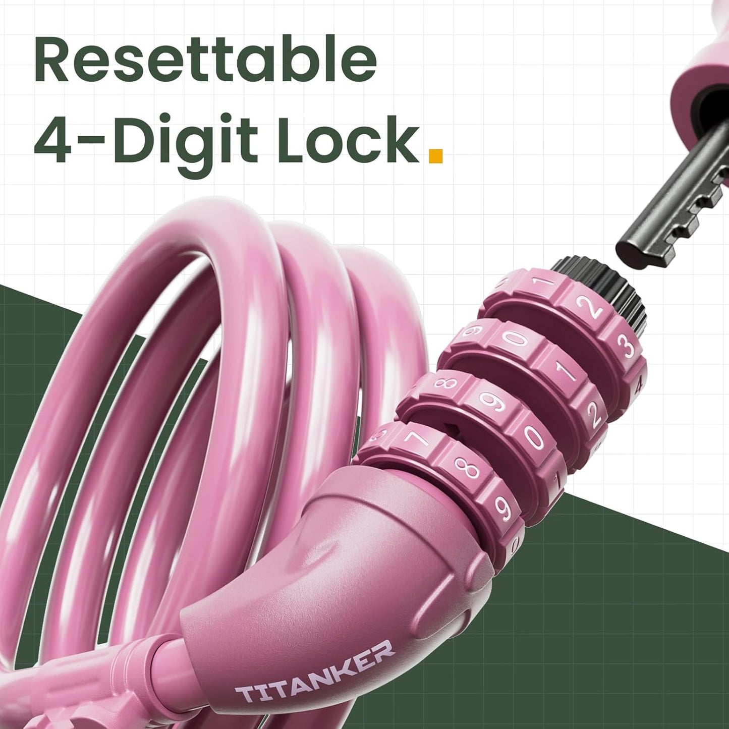 Bike Lock, Bicycle Lock 4 Feet Cable Lock 1/2 Inch Resettable Bike Lock Combination with Mounting Bracket, Bike Accessories for Bicycle, Electric Scooter, Motorcycle