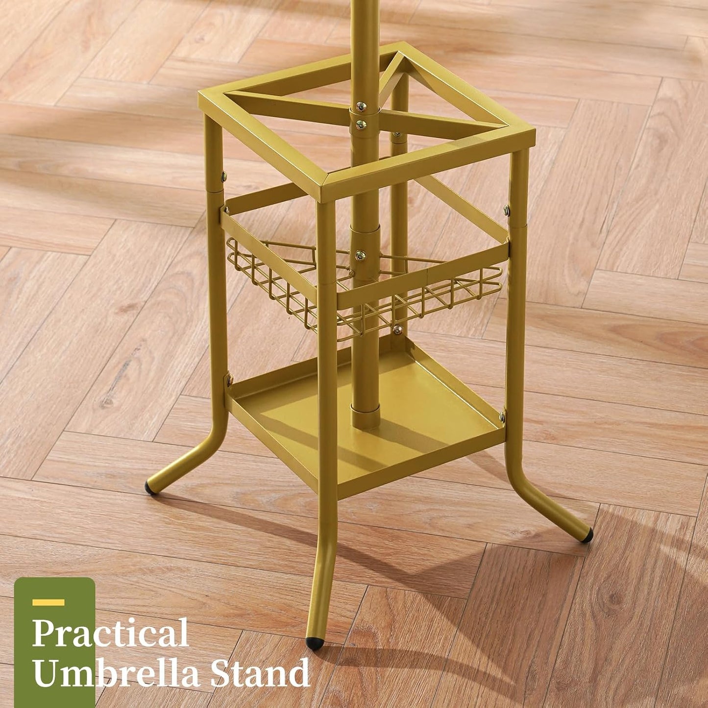 Coat Rack Freestanding, Coat Tree with Umbrella Holder, Metal Coat Rack Stand with 12 Hooks, Modern Coat Hanger Stand for Entryway, Purse Rack Hat Rack Stand for Living Room Bedroom Office