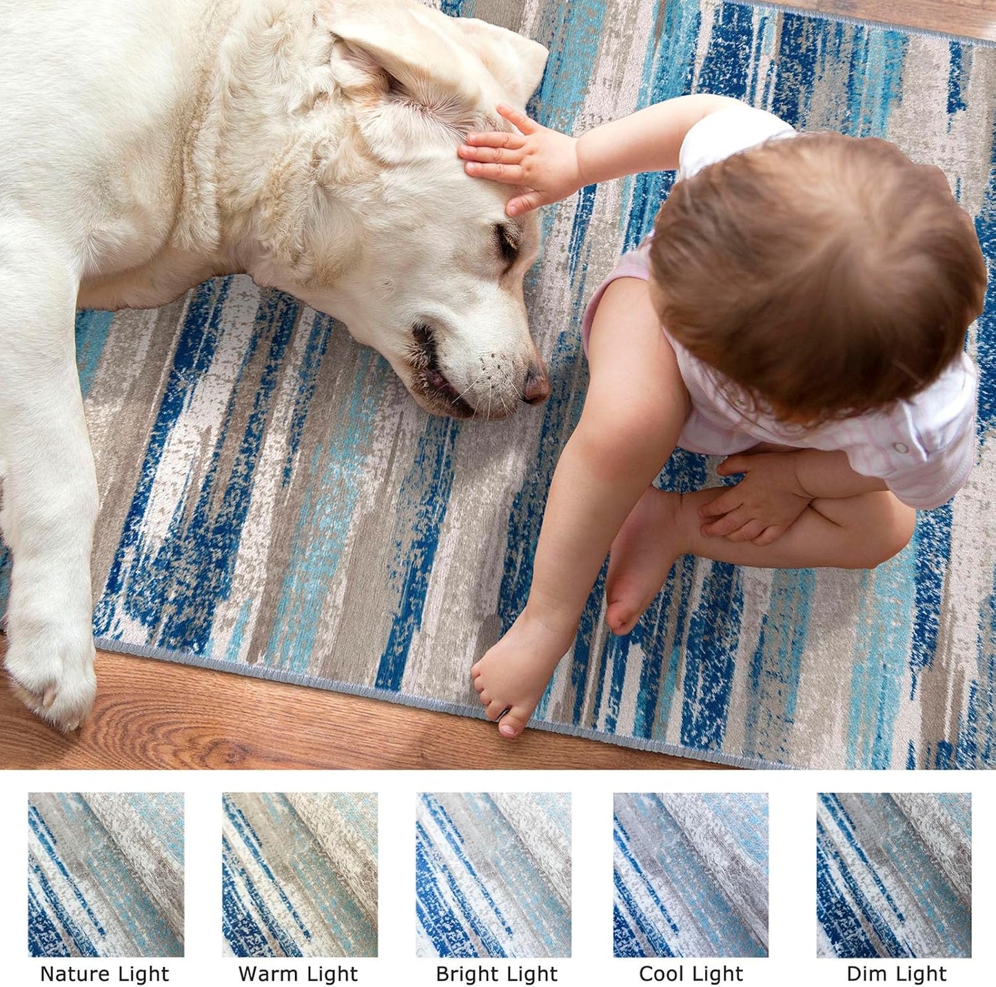Modern Abstract Entryway Rug Indoor 2X3 Washable Rug Non-Slip Soft Small Area Rug Blue Kitchen Mats Thin Print Faux Wool Floor Carpet Throw Rugs for Entrance Bedroom Office Home Decor