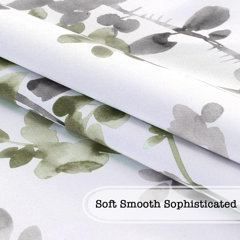 Blackout Tie up Curtain - Thermal Insulated Balloon for Small Window, Adjustable Kitchen Rod Pocket Panel (42" W X 45" L, Floral Pattern in Grey and Sage)