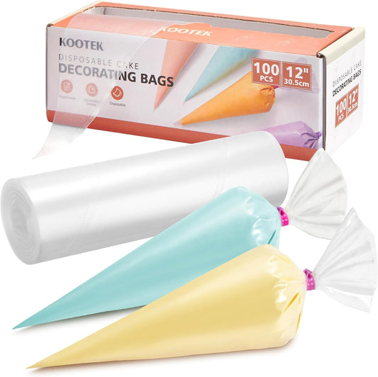 12" Piping Bags (100Pcs), Disposable Pastry Bags anti Burst Icing Frosting Bag Thick Cake Decorating Bags for Cookie, Cupcake, Candy, Baking Supplies Tools