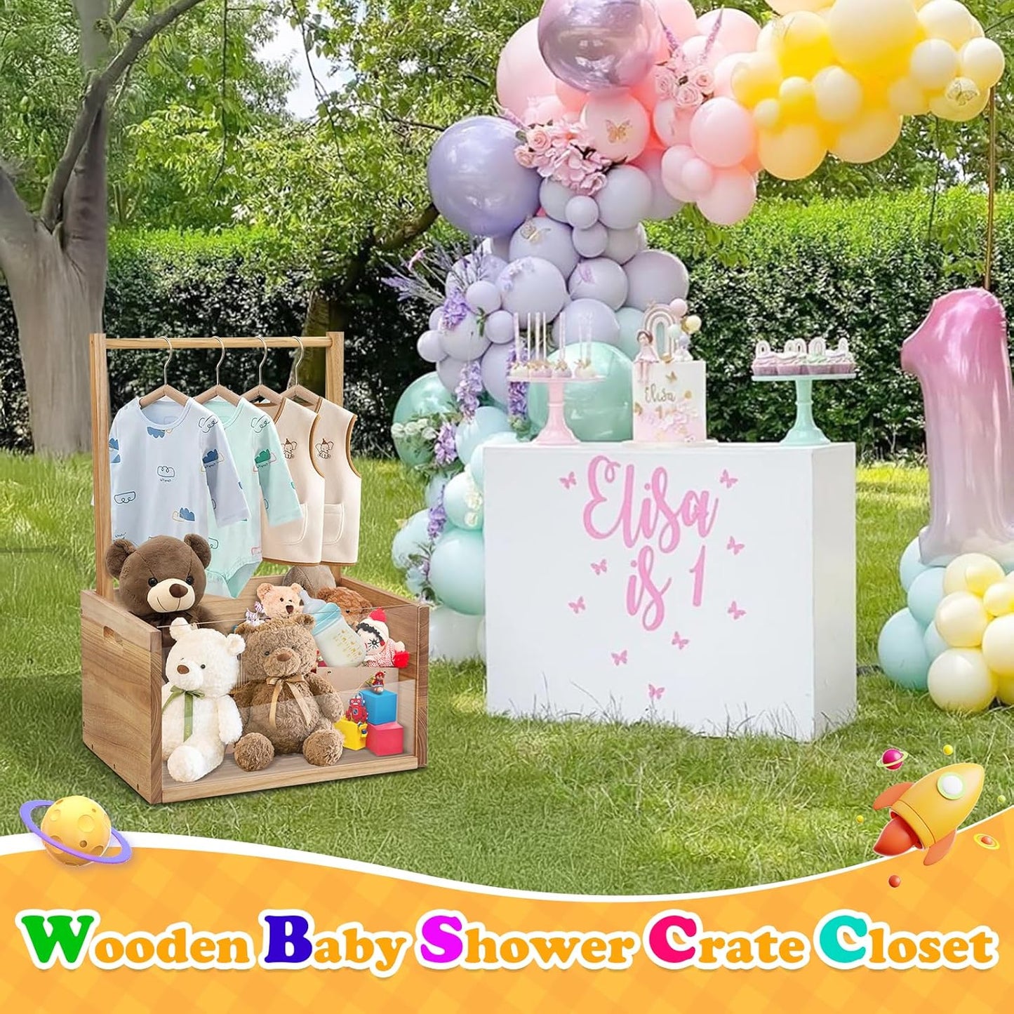 Elegant Wooden Baby Shower Crate with Handle - Ideal Gift Basket for Baby Clothes and Thoughtful Pregnancy Gifts for New Parents