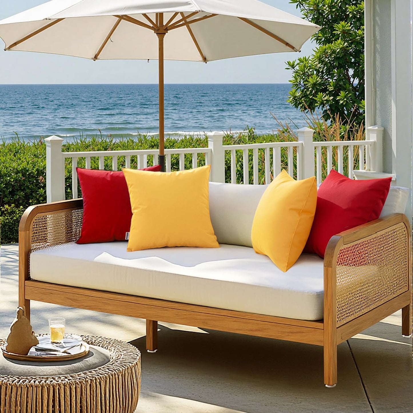 Outdoor Pillow Covers Yellow Waterproof Decorative Patio Throw Pillow Covers Fade Resistant for Furniture Tent Couch Sofa Living Room Pack of 2 Spring Summer Pillowcases 18X18 Inch